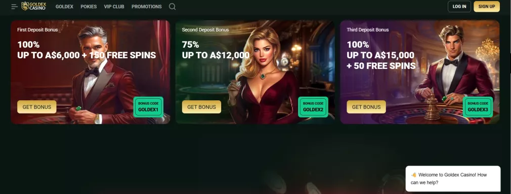 Goldex Casino Willkommensbonus bis 50.000 Euro und 200 Freispiele