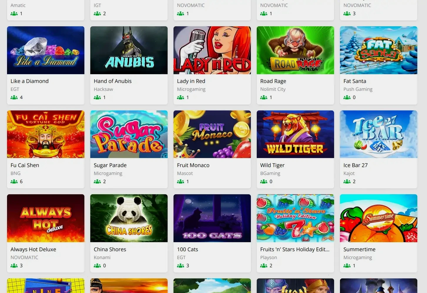 Goldex App Spiele Übersicht auf dem Smartphone